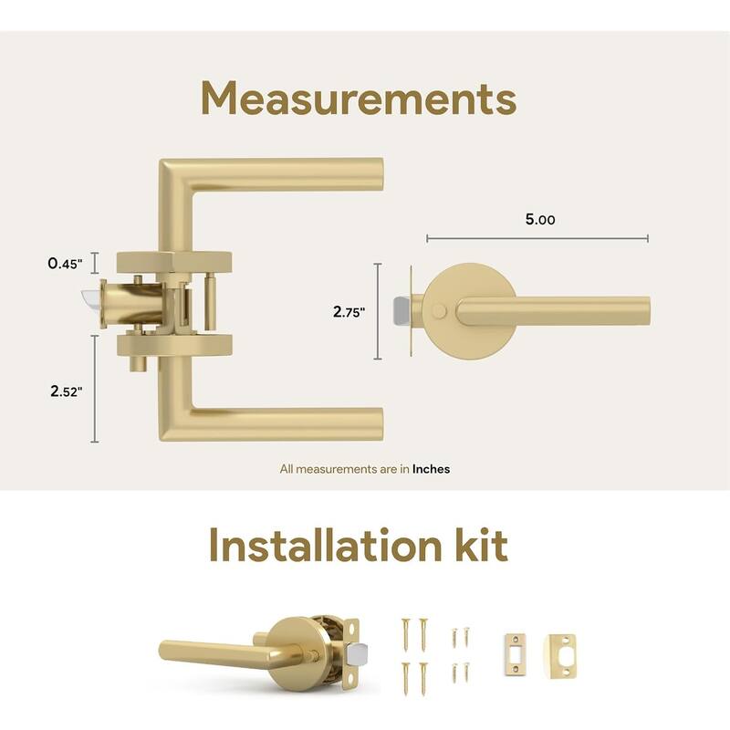 Mega Handles RONN Privacy Flat Lever for Hallway, Closet, and Bathroom I Reversible Keyless Door Lock