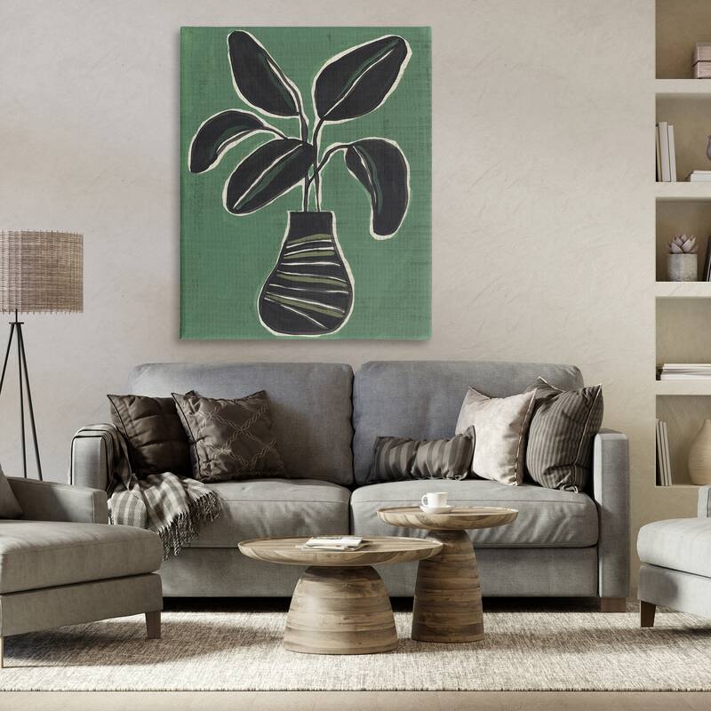 Stupell House Plant on Green Canvas Wall Art Design By June Erica Vess