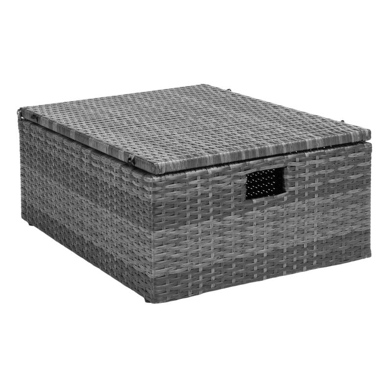 SAFAVIEH Outdoor Algrid Settee with Storage Ottomans (Set of 2) - 29Wx23Dx25H