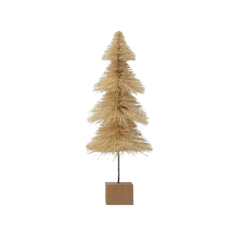 Sisal Bottle Brush Tree with Wood Base - Beige