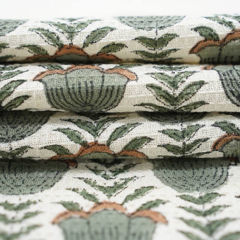 Fabdivine Hand Block Floral Print Waffle Weave Kitchen, Dining Room Use, Gift Hand Towel