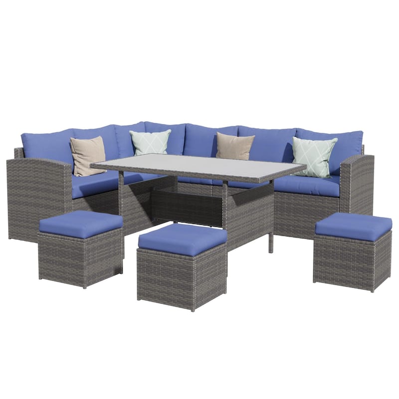 Wicker 8-Person Outdoor Seating Group with Cushions