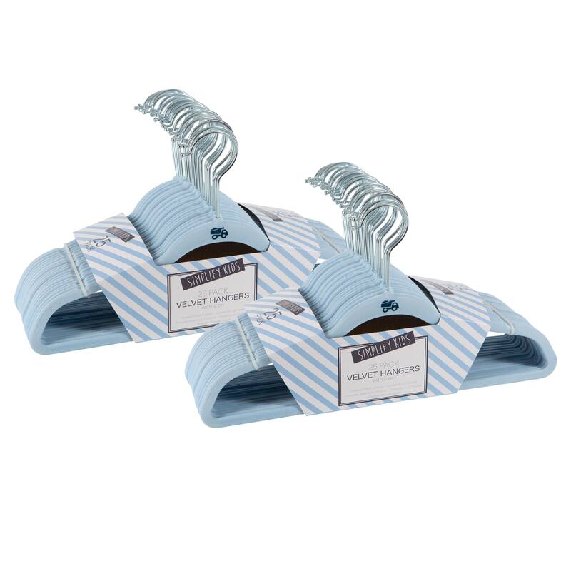 Simplify Kids Velvet Hangers - Blue - 50 Pack