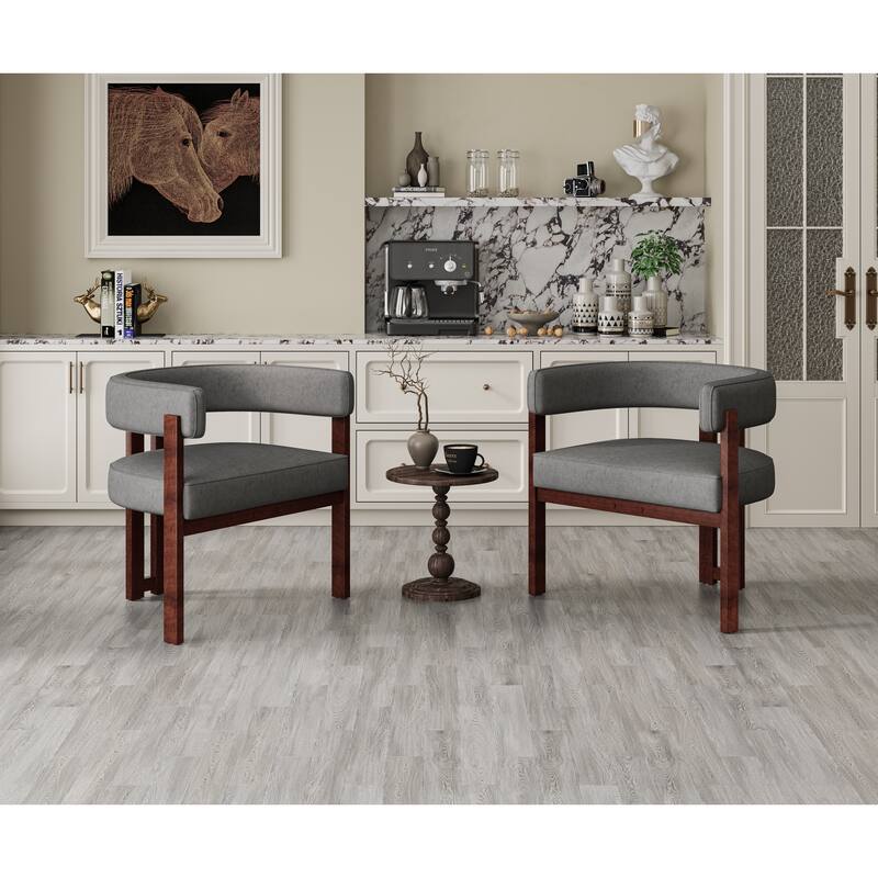 Chenille Barrel Chair Set Set of 2