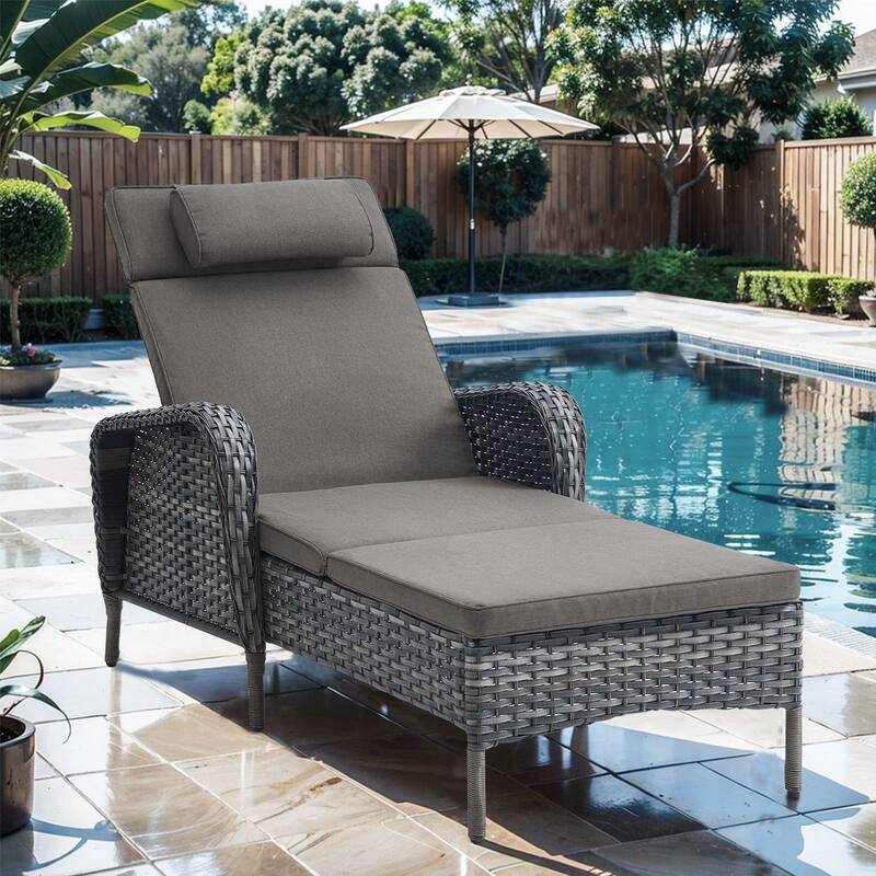 Outdoor Chaise Lounge Chairs for Outside - Grey-Blue