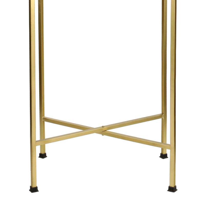 Sterling 26.25" Industrial Metal Foldable End & Side Table w/ Mirrored Tray Top, By JONATHAN Y