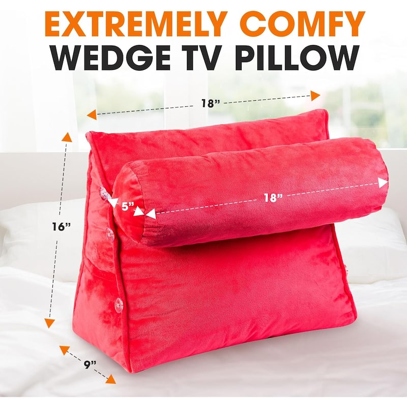 Cheer Collection TV Reading and Wedge Pillow with Detachable Bolster - 16" x 9" x 18"