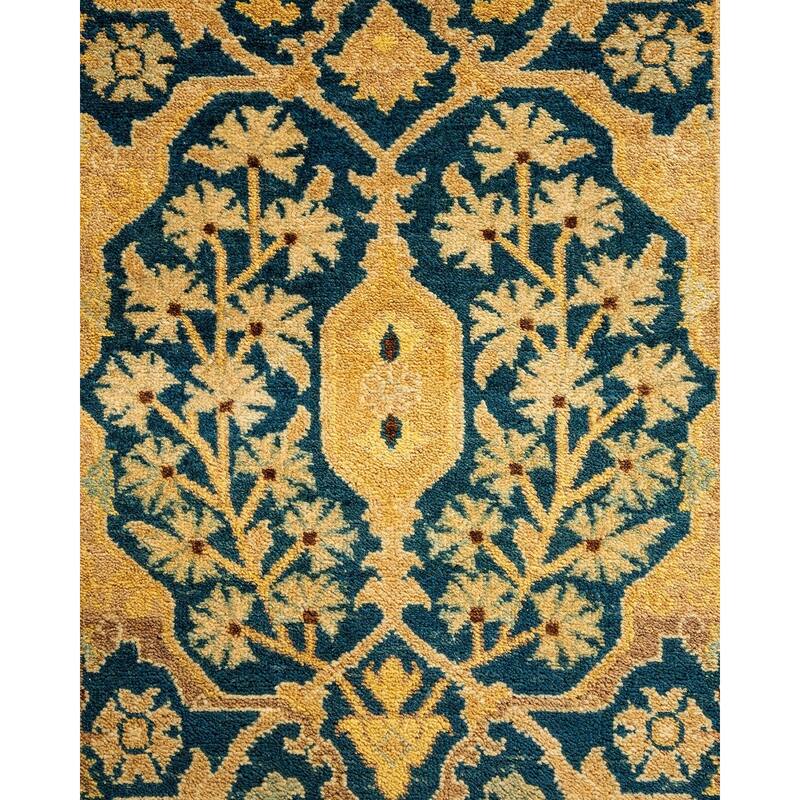Ottoman, One-of-a-Kind Hand-Knotted Area Rug - Blue, 2' 7" x 10' 4" - 2' 7" x 10' 4"