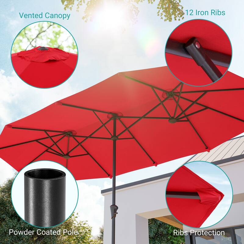BONOSUKI 13 x 7.2Ft Double-Sided Patio Umbrella with Large Canopy Outdoor Table Umbrella for Garden and pool, Navy Blue
