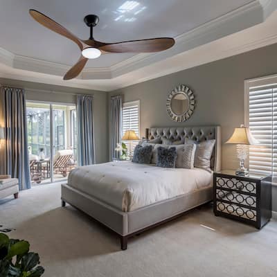 60" 3-Blades Retro Wood Ceiling Fan with LED Light Remote by Timechee - 60 Inches