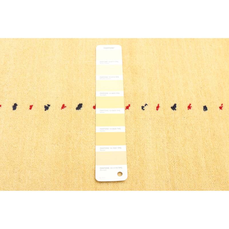 ECARPETGALLERY Hand Loomed Kashkuli Gabbeh Light Gold Wool Rug - 4'0 x 5'9