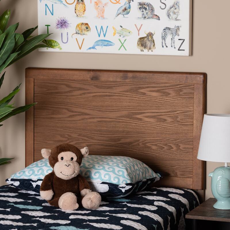 Raya Mid-Century Modern Walnut Brown Finished Wood Twin Size Headboard