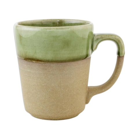 NOVICA Handmade Green Patina Ceramic Mug (Thailand)