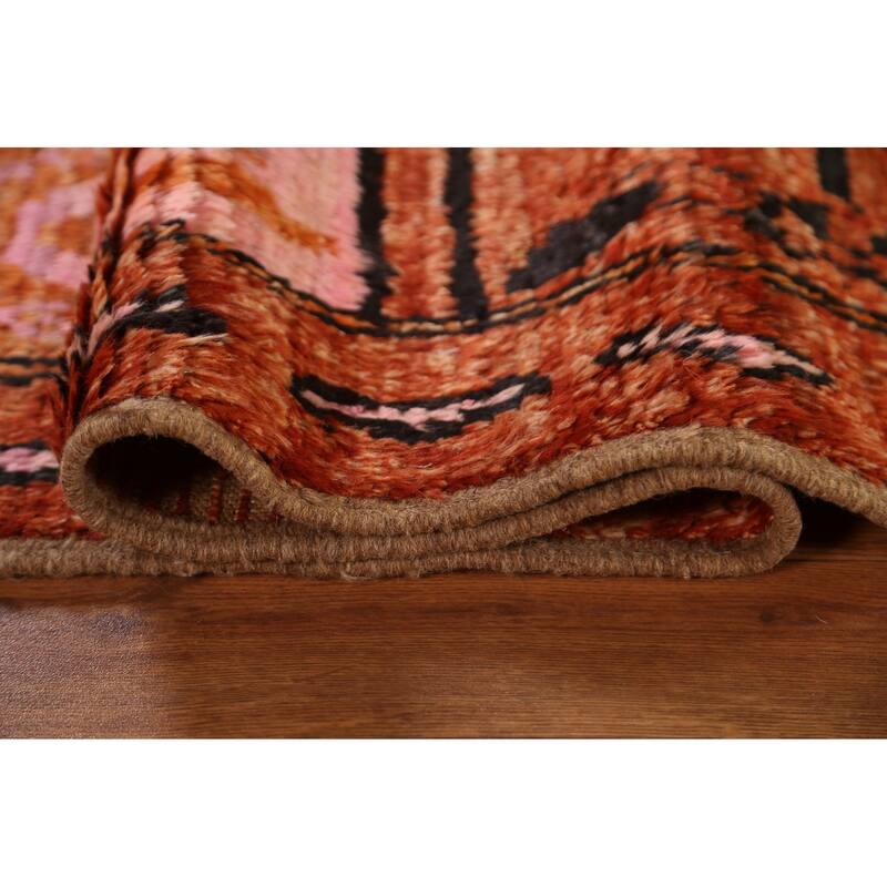 Hand Knotted Oriental 100% Wool Carpet Modern Tribal Oranges & Rust Moroccan Area Rug - 10' 2'' X 6' 8''