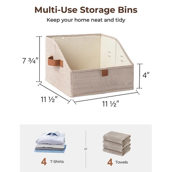 dimension image slide 1 of 4, Trapezoid Closet Storage Bins, Foldable Fabric Organizer Baskets with Handles (Set of 3) - 7.75'' H X 11.5'' W X 11.5'' D