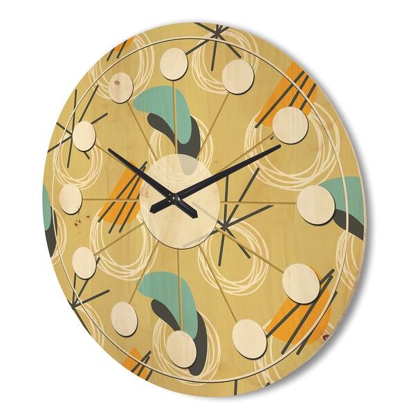 Designart 'Retro Abstract Design II' Mid-Century Modern Wood Wall Clock ...