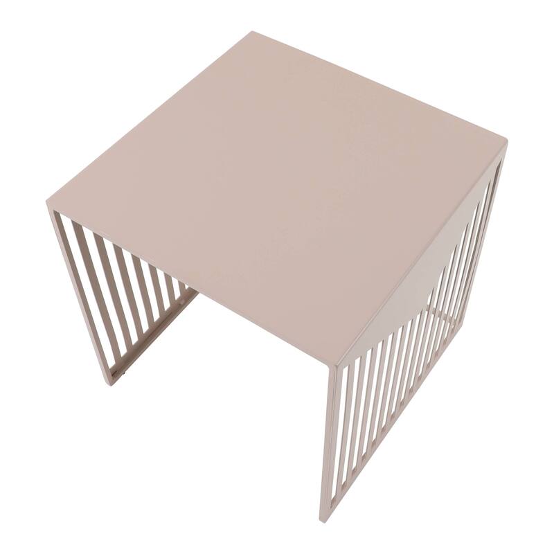 LeisureMod Cisco Modern Square Powder-Coated Steel Finish Side Table - 15.8