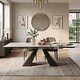 preview thumbnail 4 of 56, 110.24" Extendable Rectangular Sintered Stone Double Pedestal Dining Table Seat 8-12