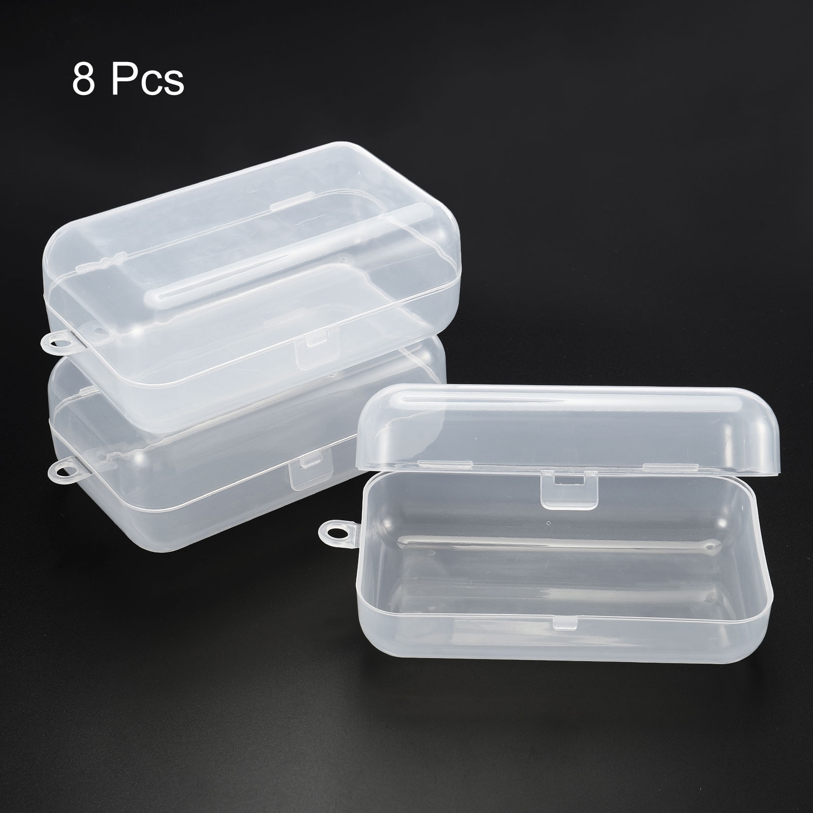 Unique Bargains Storage Containers with Hinged Lid Plastic Rectangle Box for Art Craft - Clear - 127x44x46mm