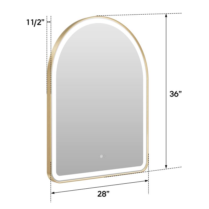 24/28''W X 36''H Wall Mounted Bathroom Framed LED Mirror With Memory Function,Anti-fog,Dimmable