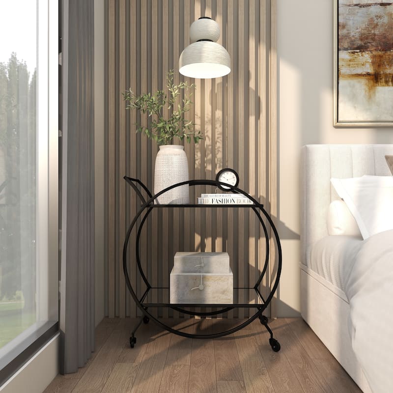 Metal Contemporary Bar Cart with Wheels