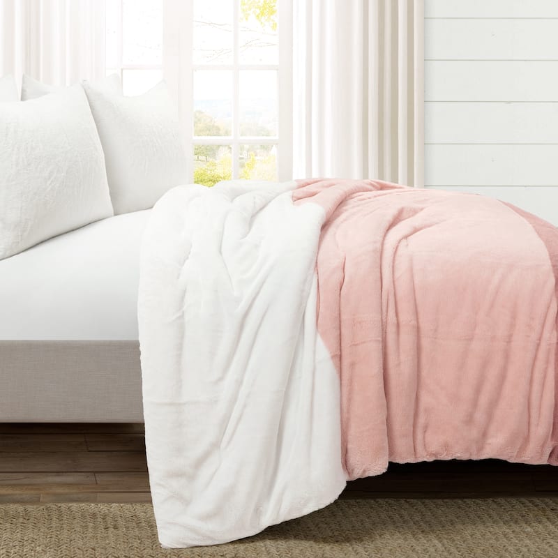 Lush Decor Farmhouse Color Block Ultra Soft Faux Fur All Season Kids Comforter Set