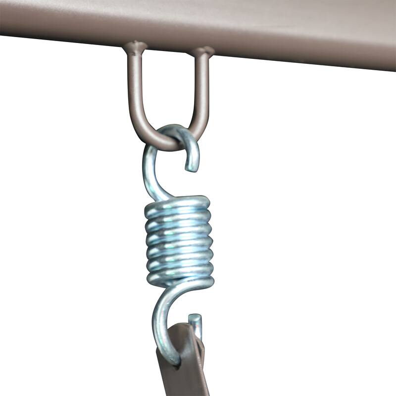 Outsunny Outdoor Patio 3-Person Canopy Cushioned Seat Bench Swing with Included Side Trays & Padded Comfort