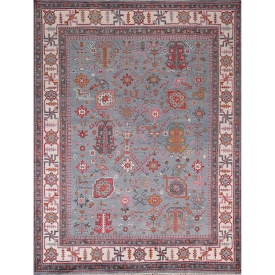 Light Blue Oushak Indian Area Rug Handmade Wool Carpet - 8'2"x 9'11"