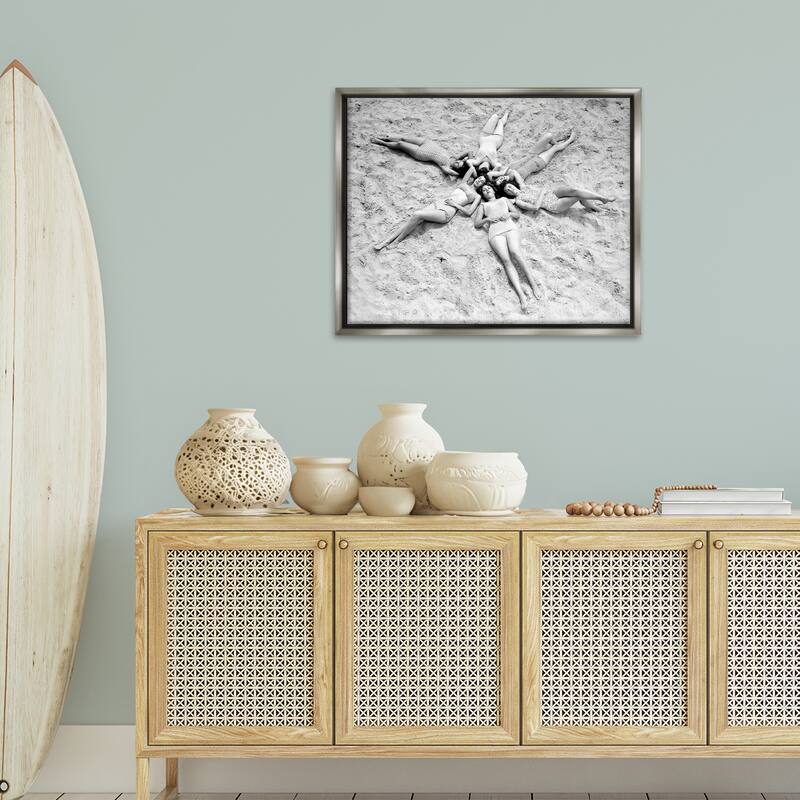 Stupell Women on Beach in Star Shape Framed Floater Canvas Wall Art Design By Arlington Prints