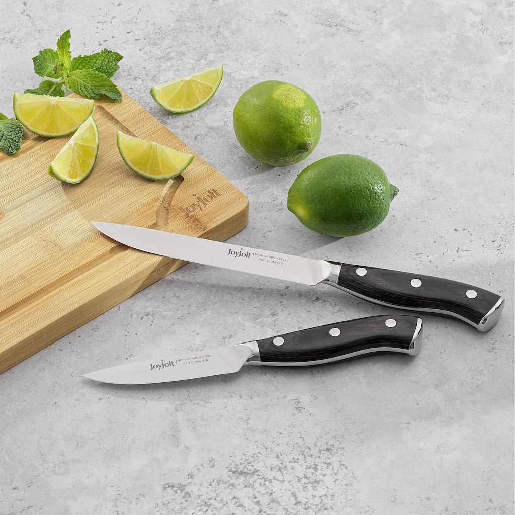 JoyJolt 2-Piece Knife Set with Slicing Knife and Pairing Knife High Carbon Steel Kitchen Knife Set - Stainless Steel