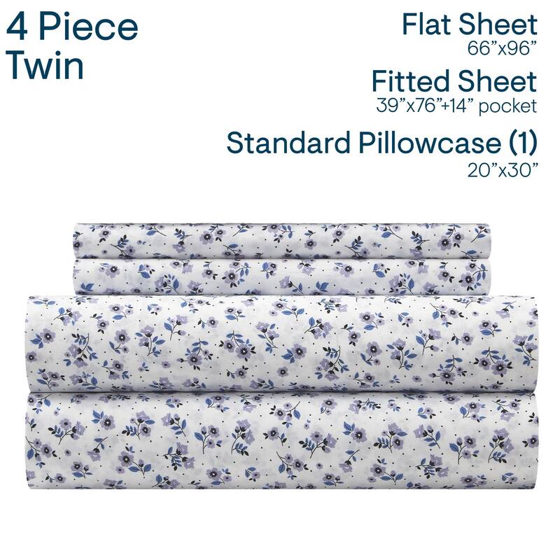 Aeropostale Premium All Season Microfiber Purple Ditsy Floral Sheet Set