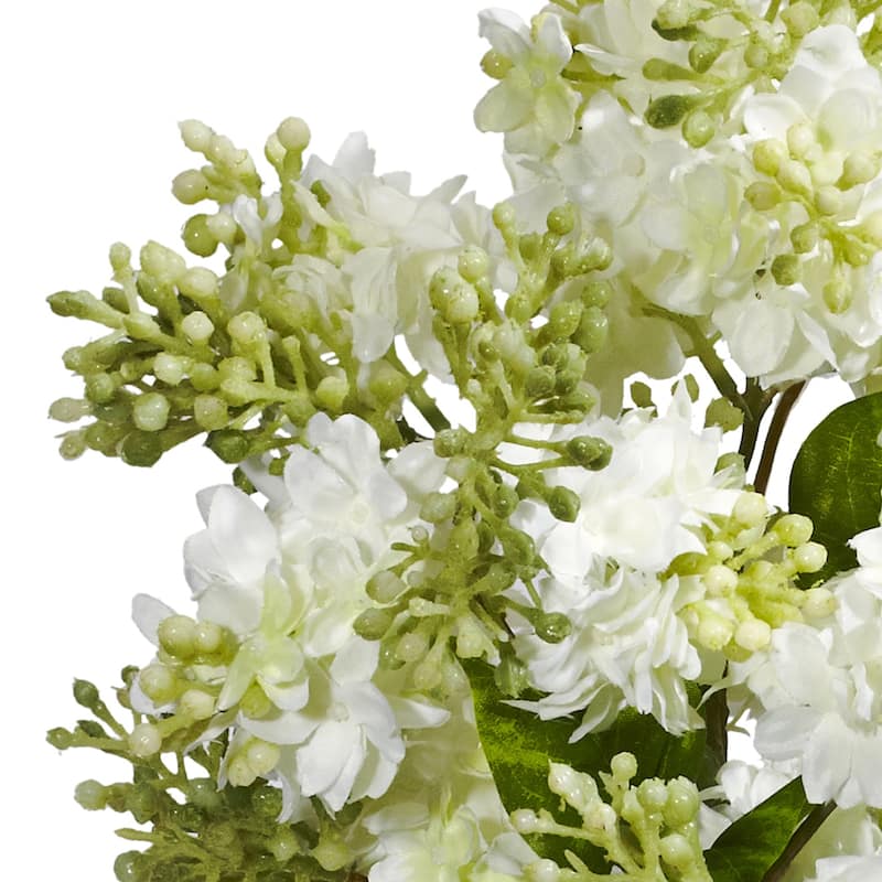 Silk Flower Arrangement Lilac Vase Decor - Faux Lilacs Home Decor Centerpiece - 9" x 9" x 15" - 15