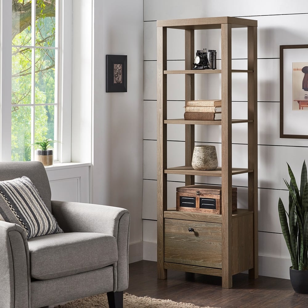Hinesburg 4-tier/5-tier Adjustable Bookshelf with Drawer by iNSPIRE Q Classic