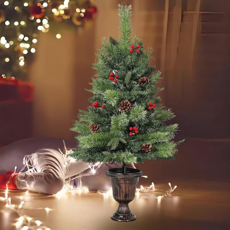 Tabletop Christmas Tree, with Pine Cone & Red Berry, 40 LED - 3 Foot
