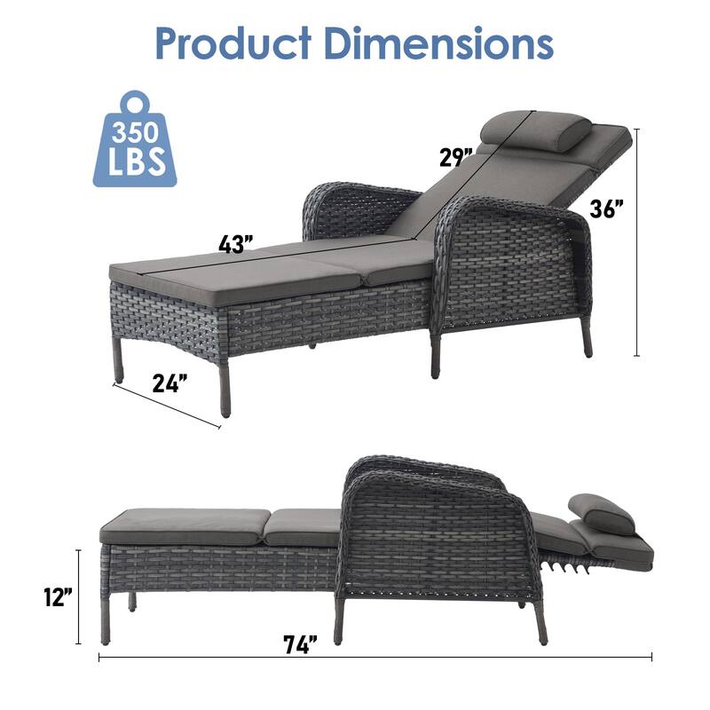 Outdoor Chaise Lounge Chairs for Outside Grey - Blue