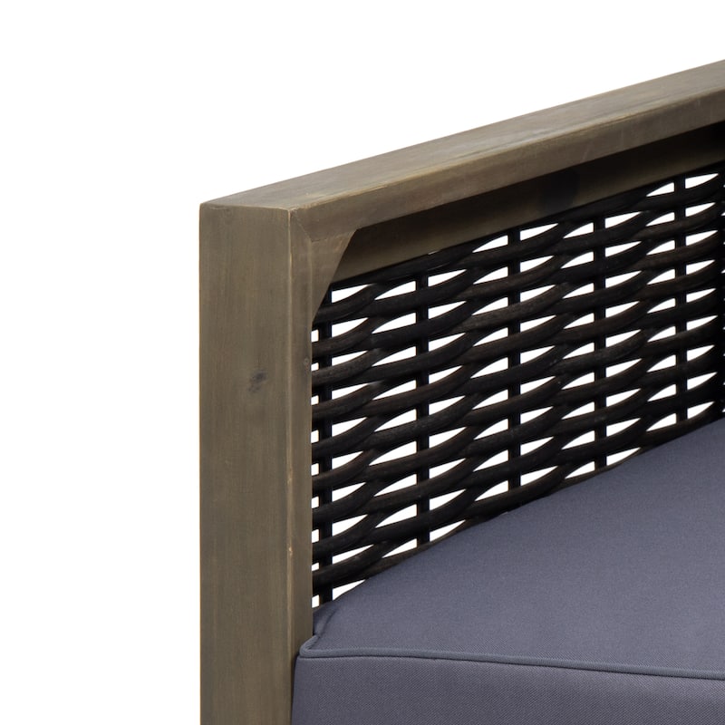Linwood Outdoor Acacia Wood Club Chair with Wicker Accents (Set of 2) by Christopher Knight Home