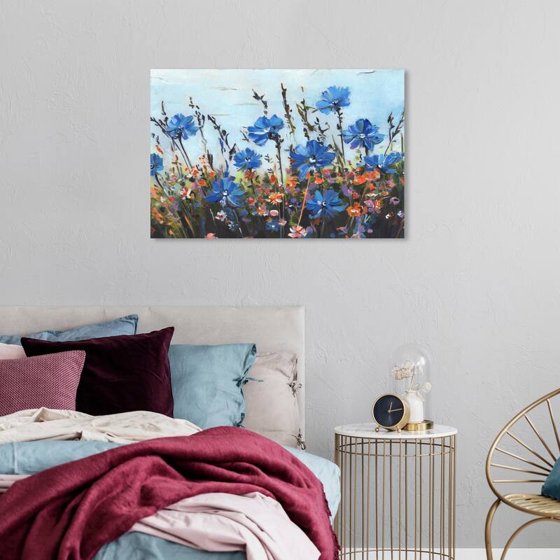 Wynwood Studio Canvas Floral and Botanical Blue Blooms Blue and Farmhouse Wall Art Canvas Print - 24 x 36