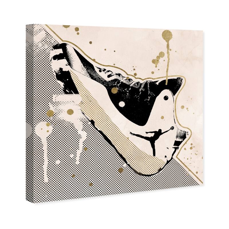 Wynwood Studio 'Inverted Basketball Sneaker 'Fashion and Glam Wall Art Canvas Print Shoes - Black, Gold