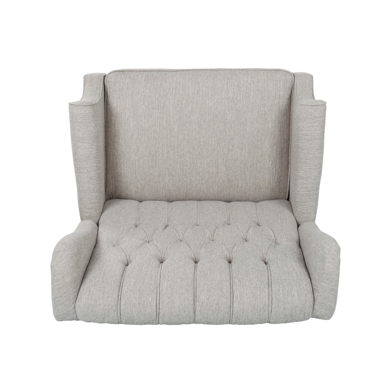 Oversized Wingback Push-Back Recliner with Footrest, Tufted Back, Nailheads