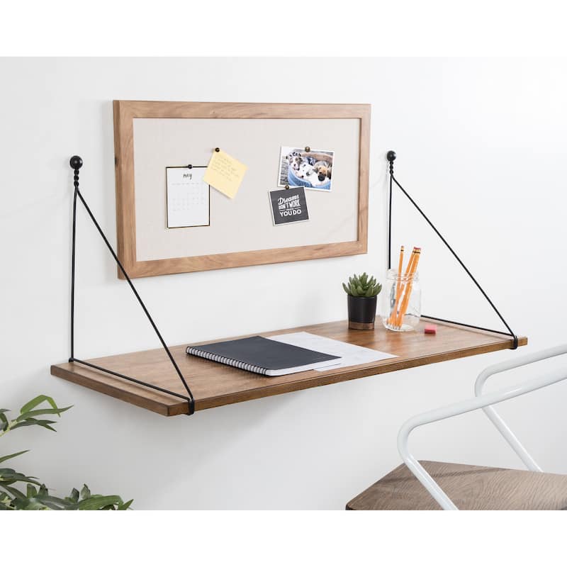 Kate and Laurel Vista Wall Mounted Wooden Desk Shelf