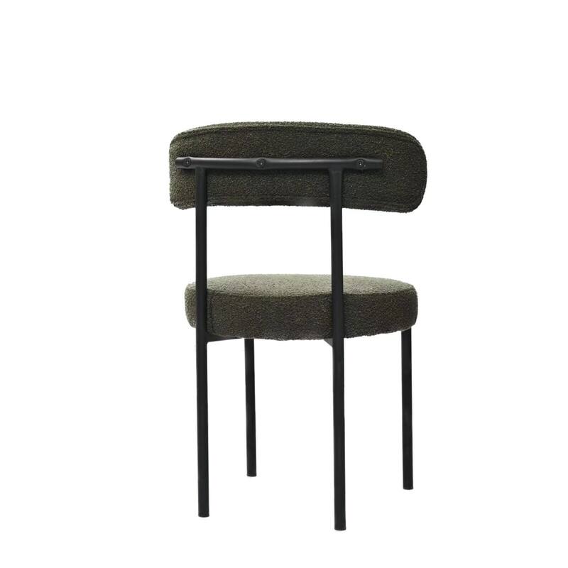 Boucle Dining Chairs Set of 2, Curved Backrest Chair