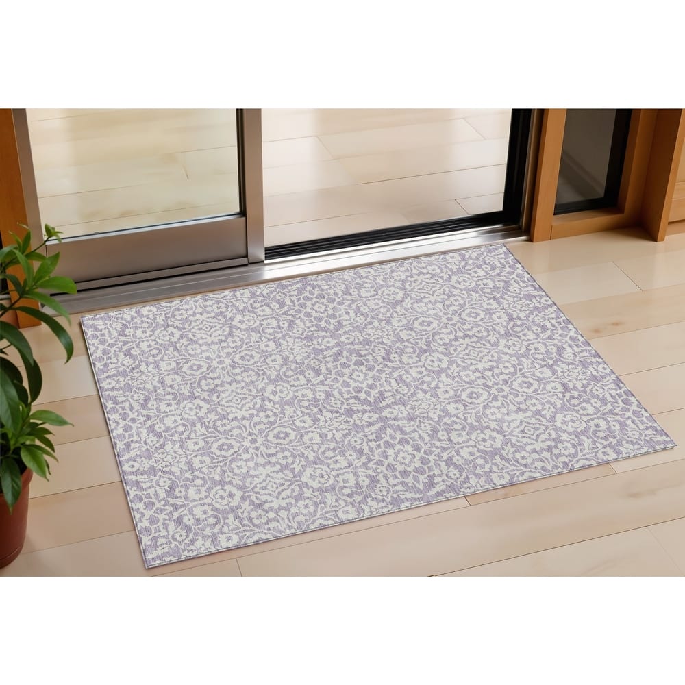 HomeRoots Damask Traditional Rectangle Outdoor Rug
