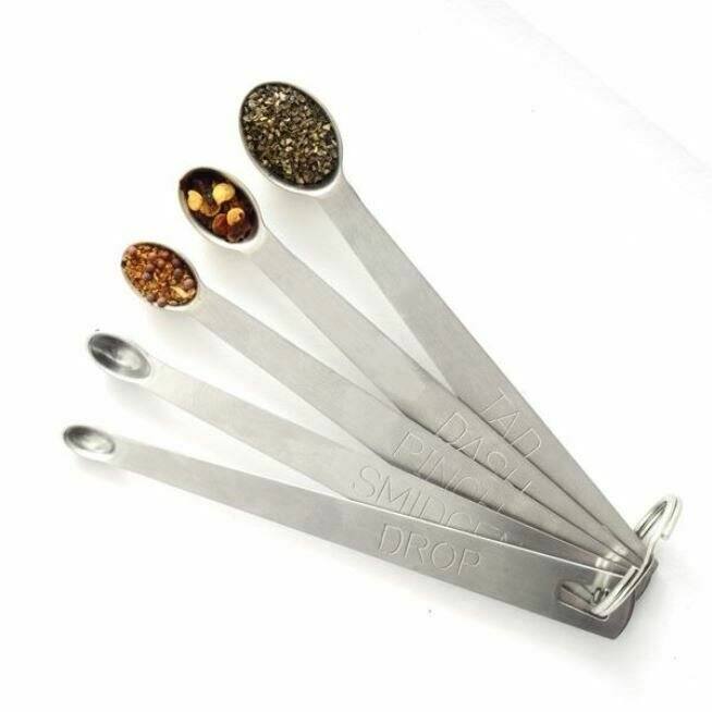 Norpro 5-Piece Mini Stainless Steel Measuring Spoons Set - Tad, Dash, Pinch, Smidgen and Drop - Silver