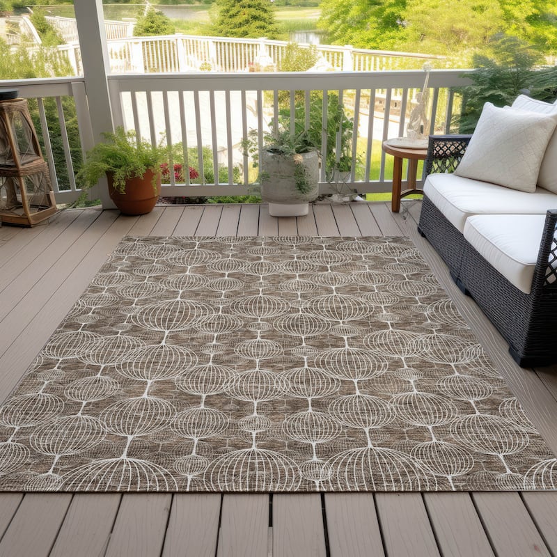 Machine Washable Indoor/ Outdoor Chantille Modern Decor Rug - Chocolate - 9' x 12'