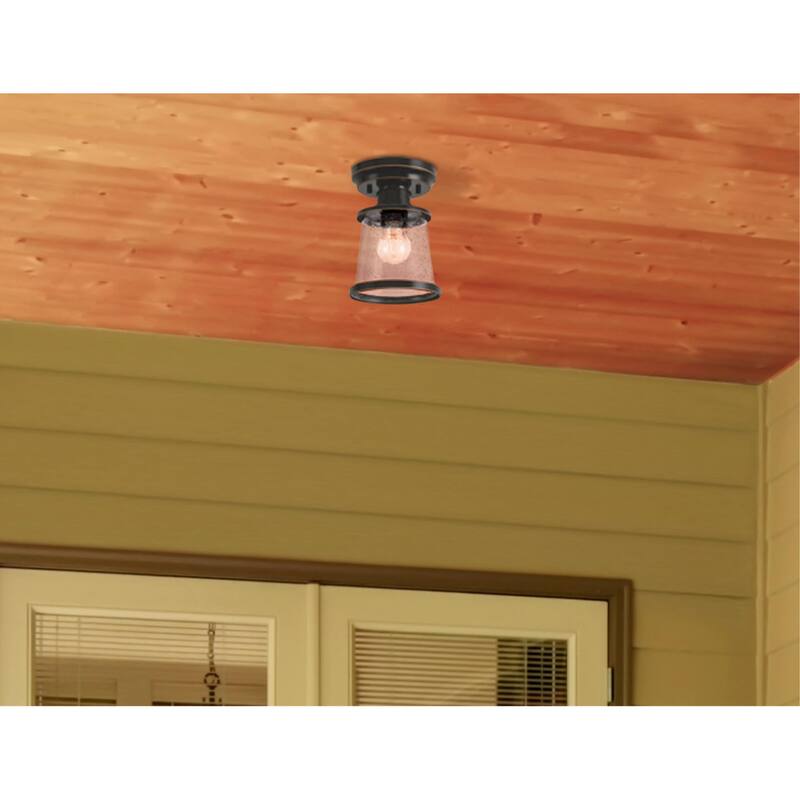 Westinghouse Lighting Emma Jane 7-Inch One-Light Outdoor Semi-Flush Mount, Amber Bronze Finish with Clear Seeded Glass - 1-Light