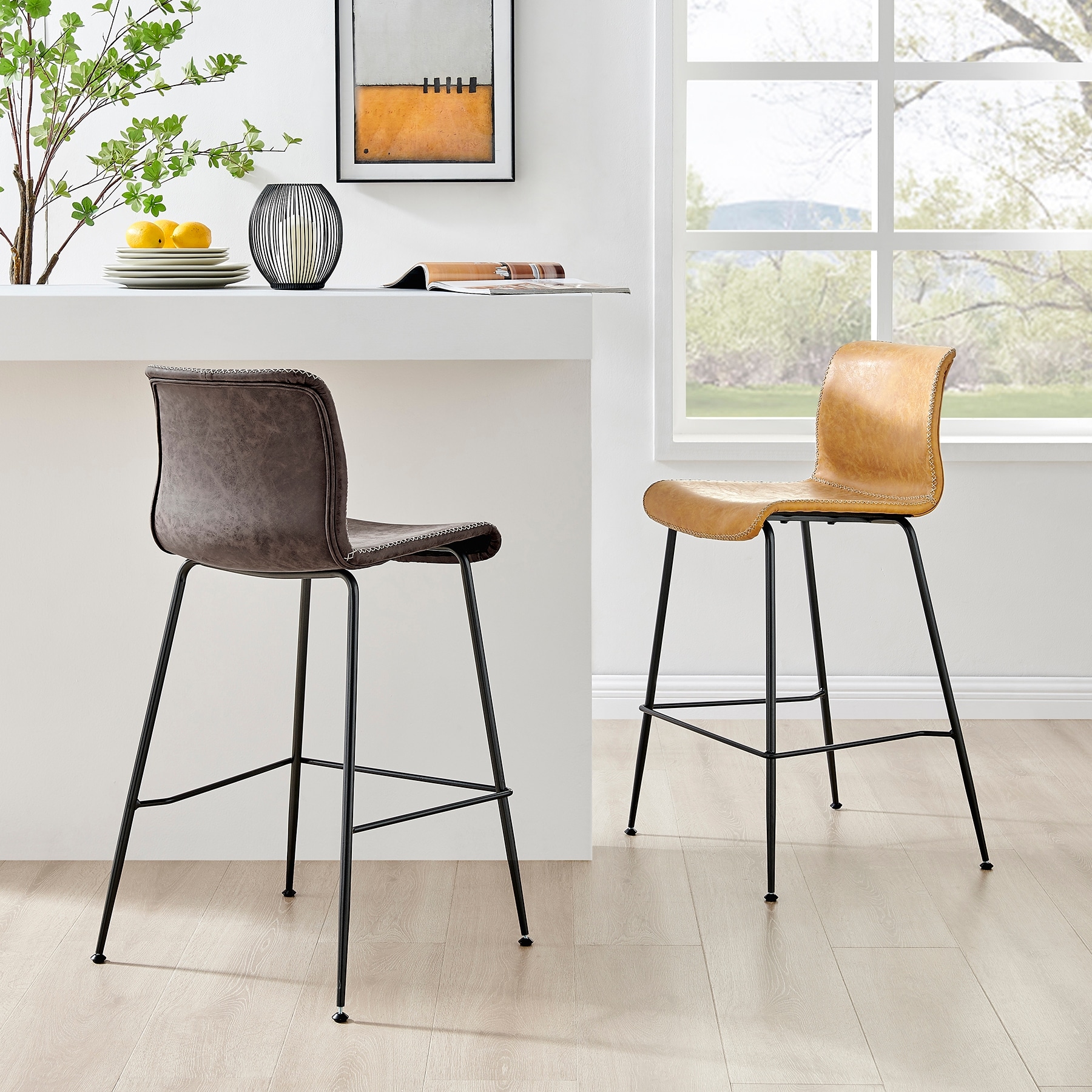 NPD Furniture Jayden Faux Leather Counter Stool (Set of 2)