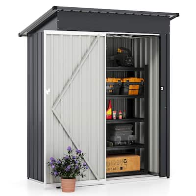 Gymax 5 x 3 FT Outdoor Storage Shed Galvanized Metal Tool House w/