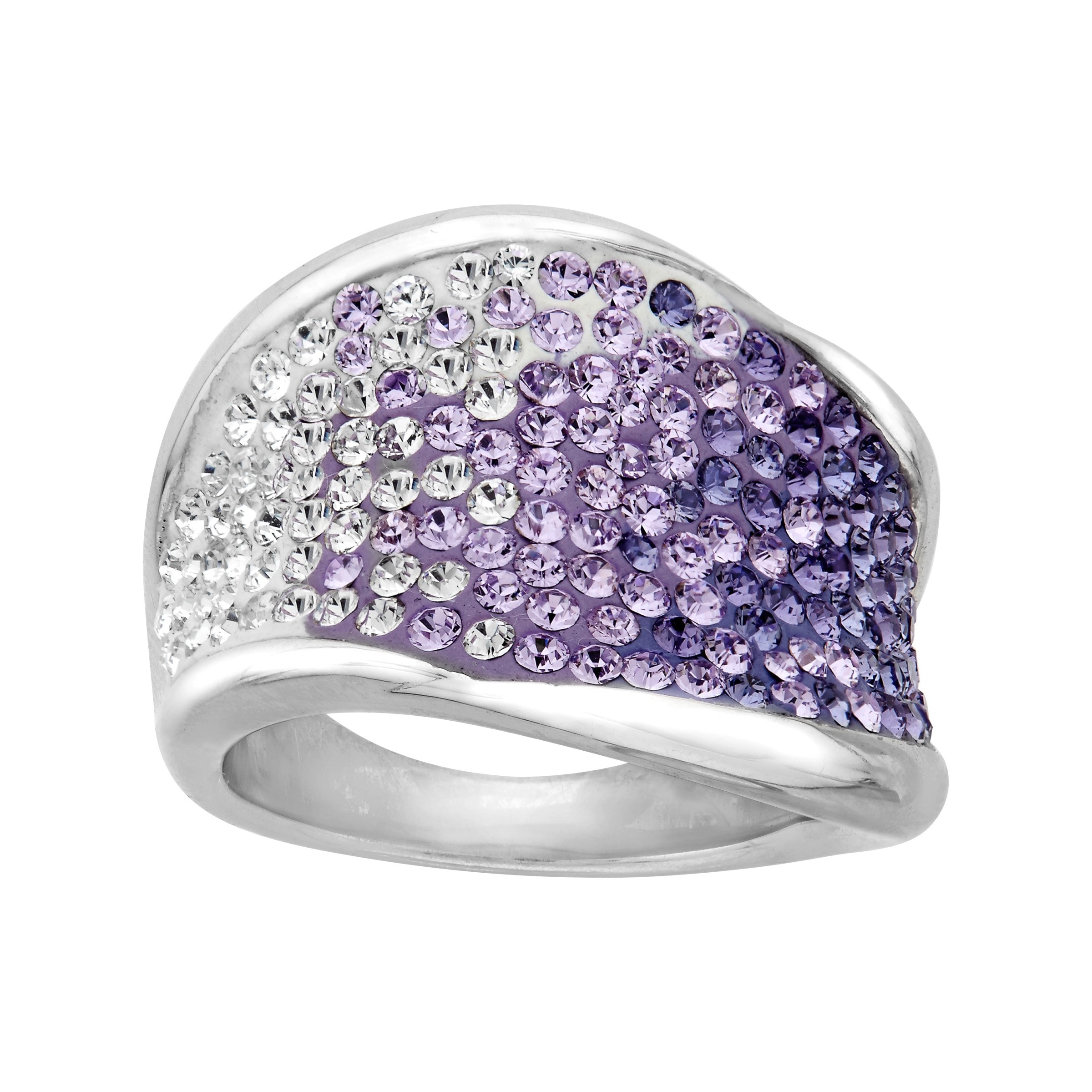 Ring with Lavender /& Lilac Swarovski Crystal in Sterling Silver