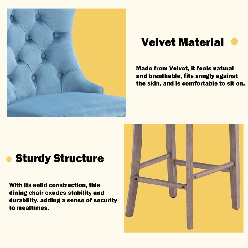 Contemporary Velvet Upholstered Counter Bar Stools Set of 4