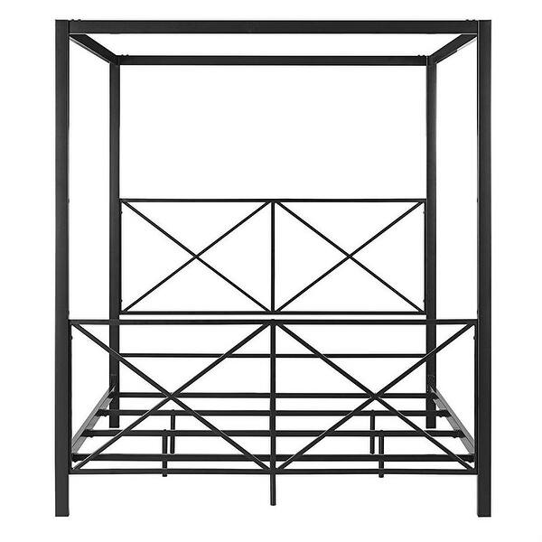 Daily Boutik Queen size Modern Black Metal FourPoster Canopy Bed Frame